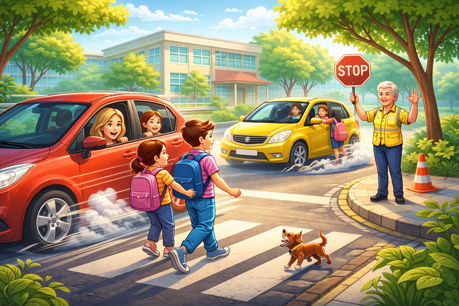 Achtung, bitte langsam fahren.