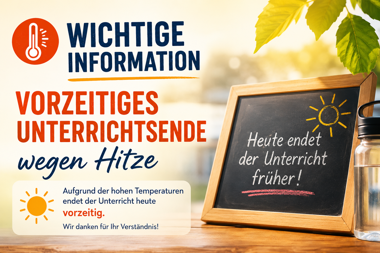 23.06.-26.06.26: Vorzeitiges Unterrichtsende wegen Hitze
